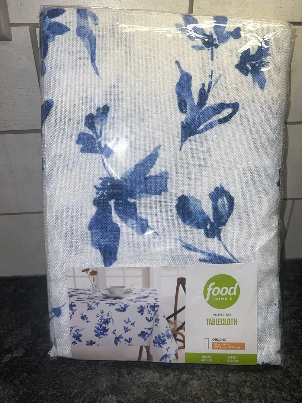 Food Network Blue and White Botanical Tablecloth